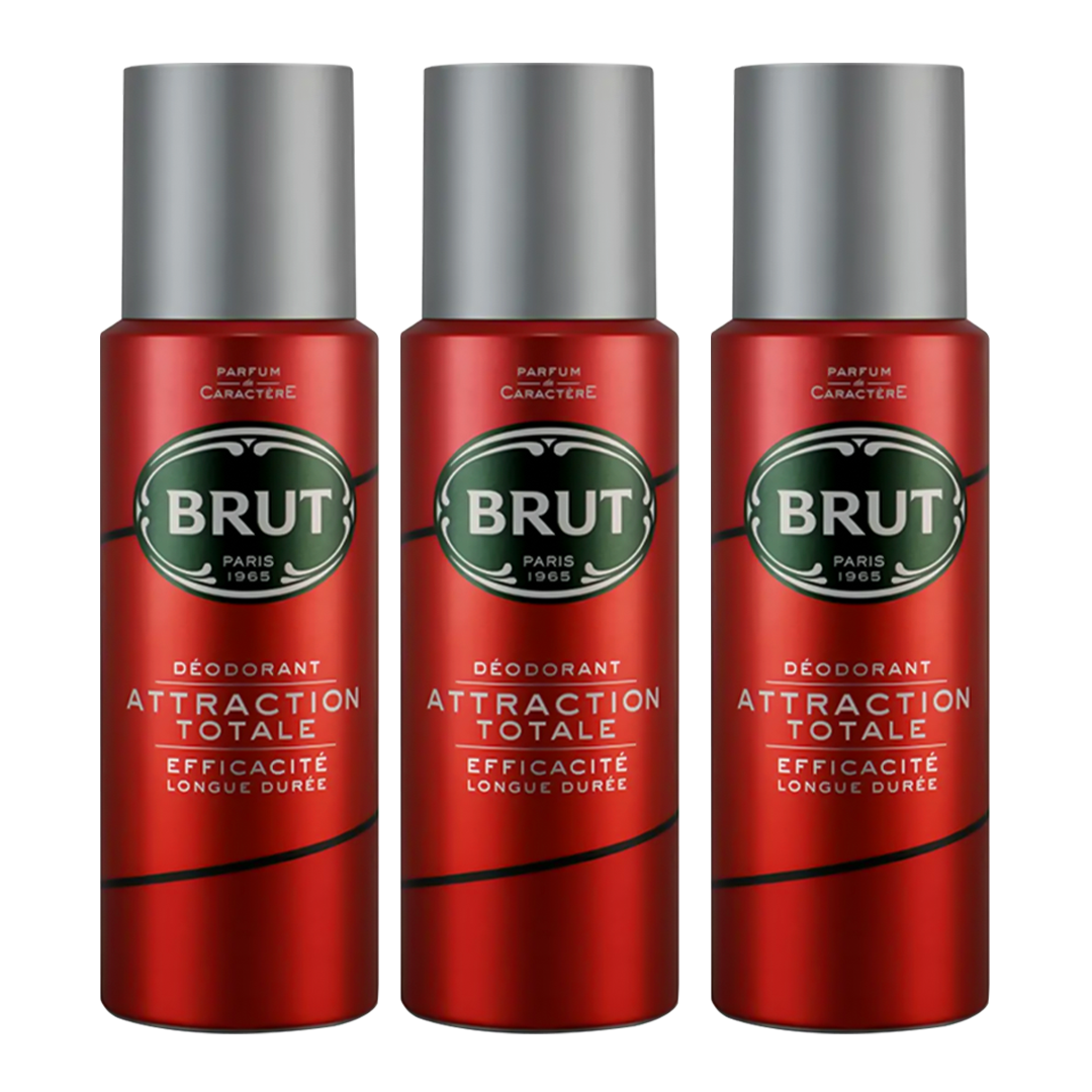 Brut Attraction Totale Spray Deodorant For Him - Pack Of 3