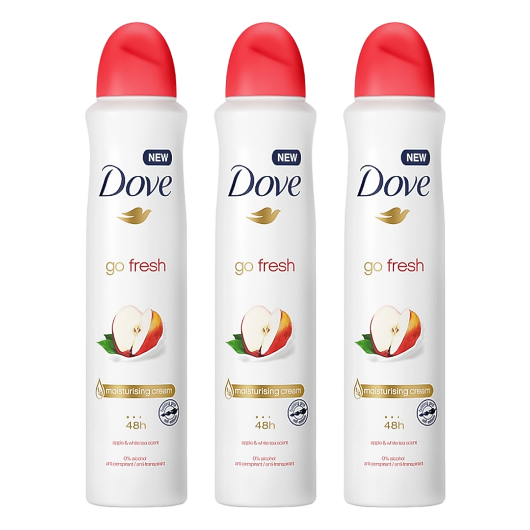 Dove Go Fresh Apple & White Tea 48H Anti-Perspirant Spray Deodorant For Her - Pack Of 3