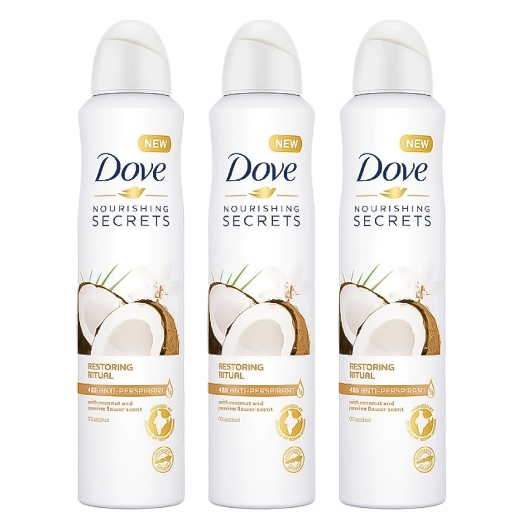 Dove Nourishing Secrets Coconut & Jasmine Flower 48H Anti-Perspirant Spray Deodorant For Her - Pack Of 3