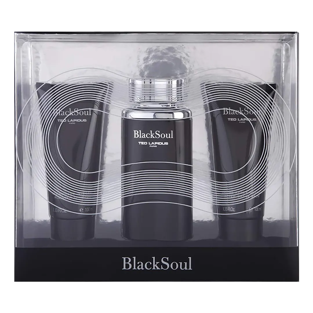 Ted Lapidus Black Soul Eau De Toilette Men's Gift Set - 3Pcs