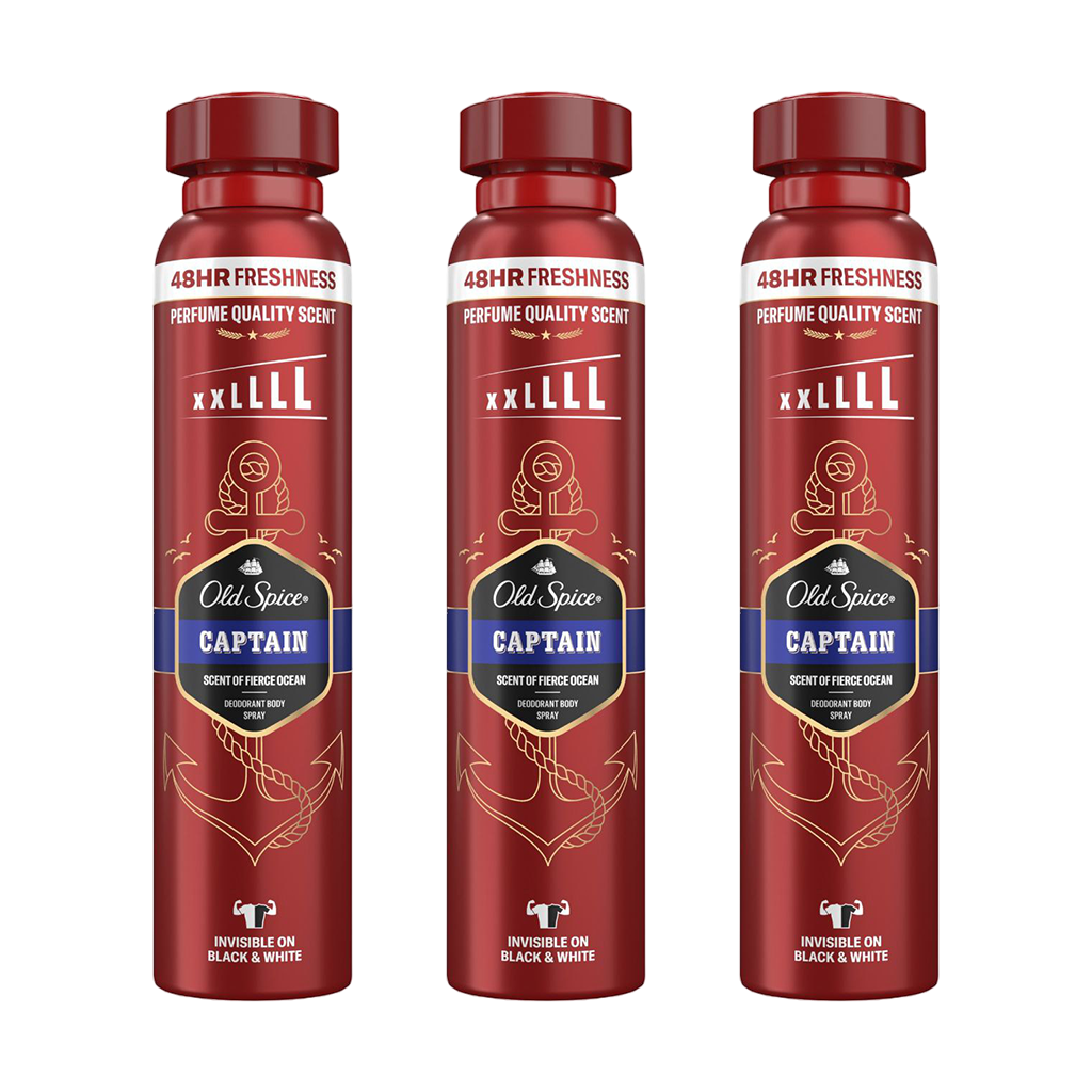 Old Spice Captain Spray Deodorant For Him 250ml - Pack of 3